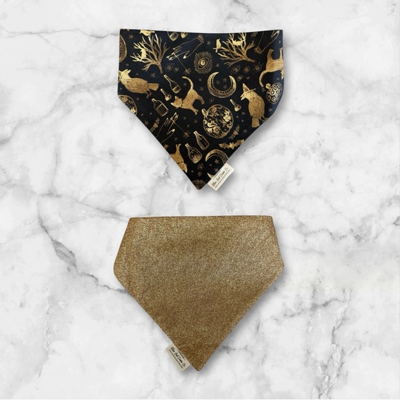 Other - DOG Bandana - Hocus Pocus & Sparkly Gold (Reversible) - Size L Large